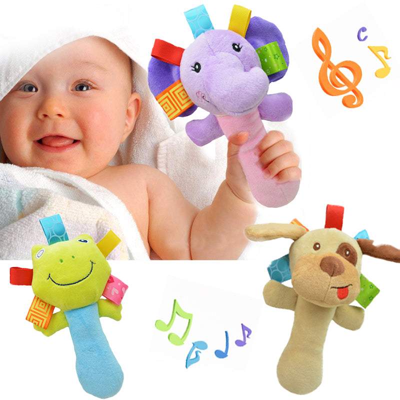 Chocalho Soft de Mão Animais Coloridos | 3-12 Meses-brinquedo,chocalho,musical,soft