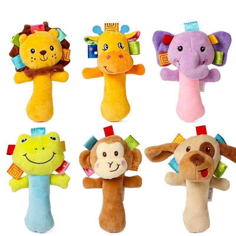 Chocalho Soft de Mão Animais Coloridos | 3-12 Meses-Attena Baby Shop-brinquedo,chocalho,musical,soft