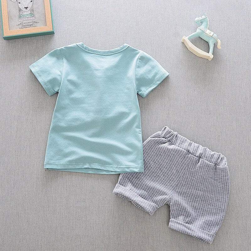Conjunto Bebê Menino Camiseta Gravatinha + Short Listrado | 9 Meses- 3 Anos-menino
