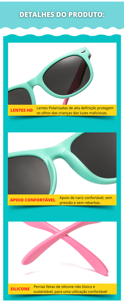 Óculos de Sol Infantil Polarizado Flexível UV400