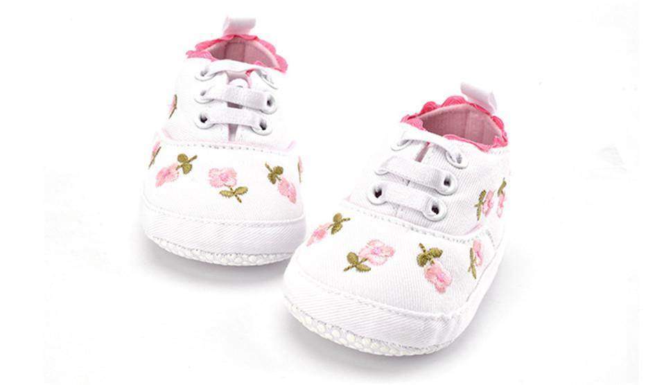 Tênis Floral Bordado Bebê Menina | 1-18 Meses-Internacional-acessório,acessório de bebê,menina,roupa menina,sapato,sapato de bebe,tenis