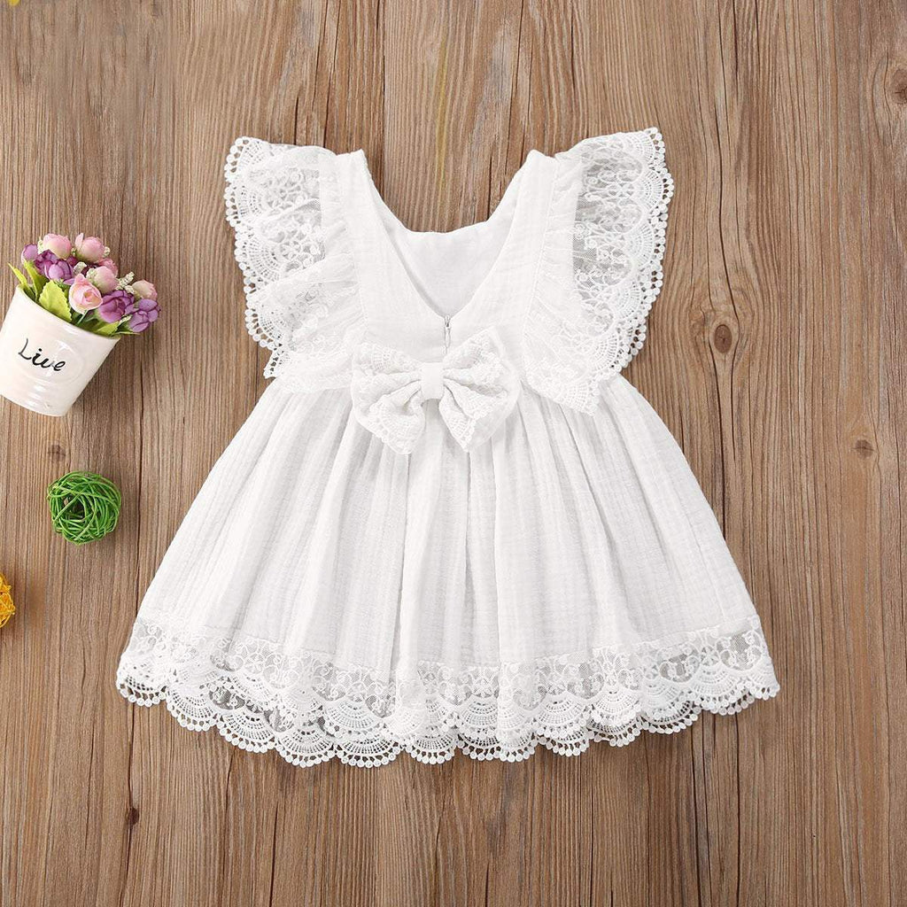 Vestido de Renda Branco Babados Bebê Menina Verão | 6M- 5 Anos-aniversário,batizado,branco,brnaco,laço,menina,renda,roupa menina,vestido,vestido bebe,vestido de festa