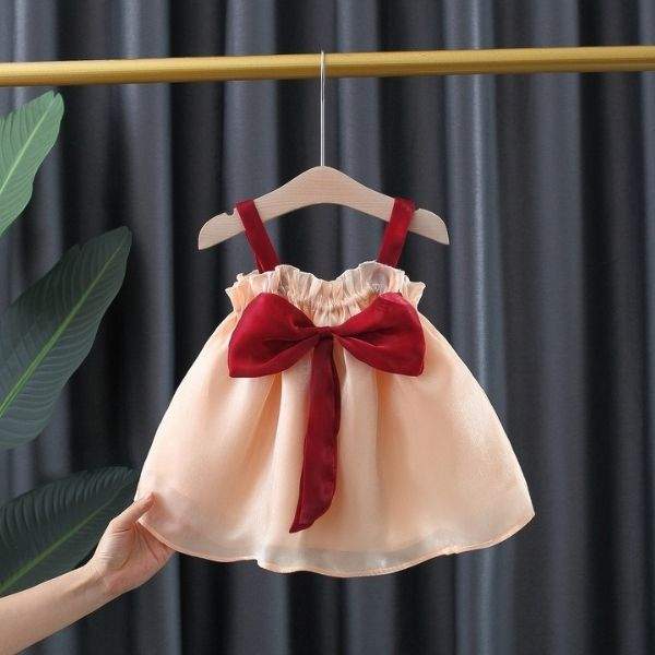 Vestido de Festa Laço Bebê Menina Alcinha | 6- 18 Meses-alcinha,laço,rosa,vermelho,vestido menina