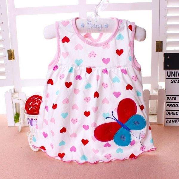 Vestido Floral para Bebê Menina - Algodão | 3-24 Meses-azul,branco,corações,floral,flores,morangos,rosa,verde,vestido
