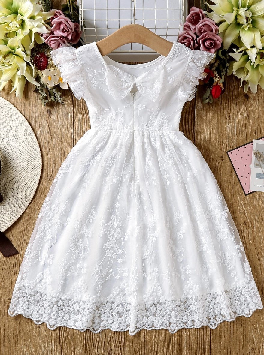 Vestido de Festa de Renda Infantil Princesa Laço