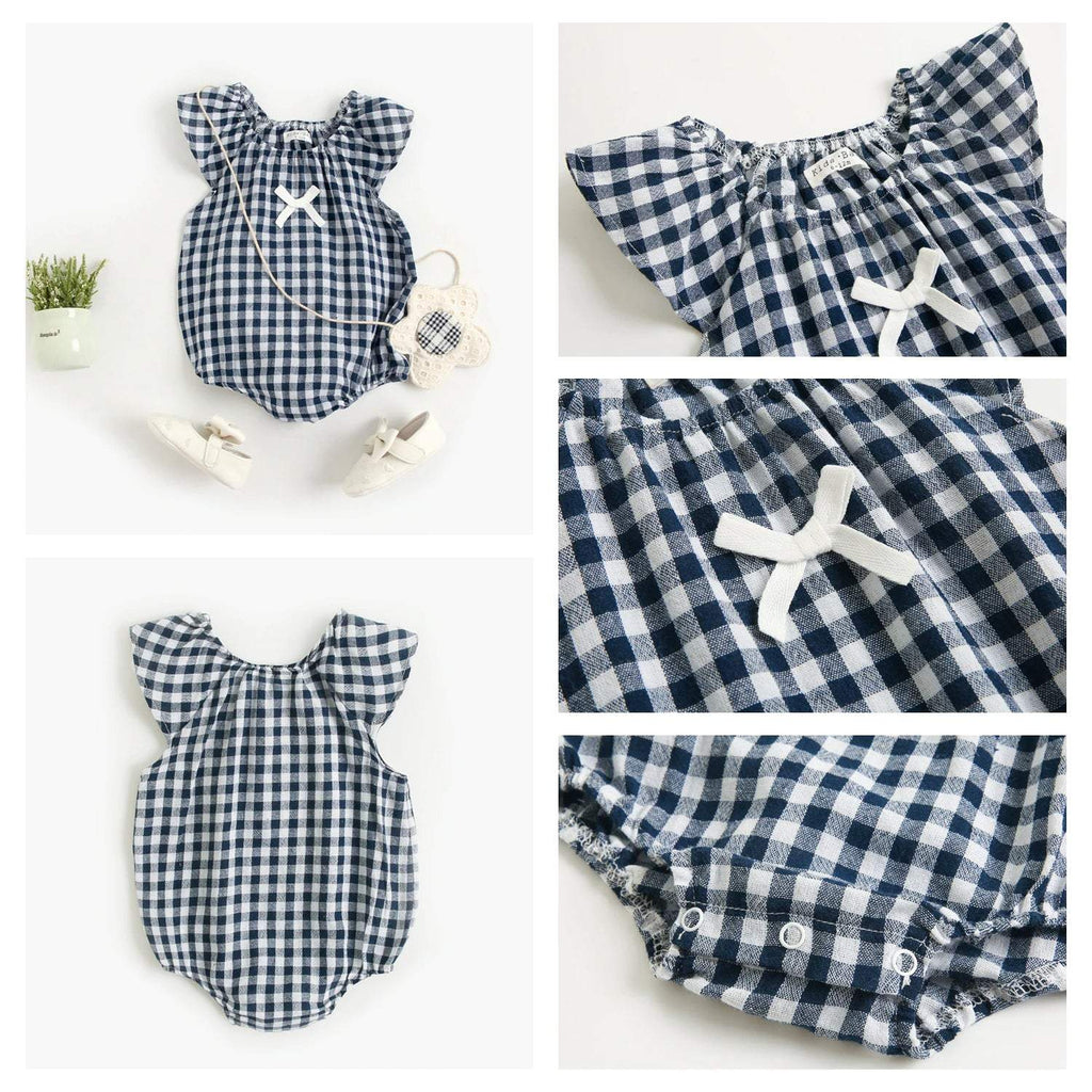 Macaquinho Estampado Verão para Bebê Menina - Algodão | 0-3 Anos-abacaxi,azul,branco,estampado,flores,gatinhos,macaquinho menina,menina,verão,xadrez