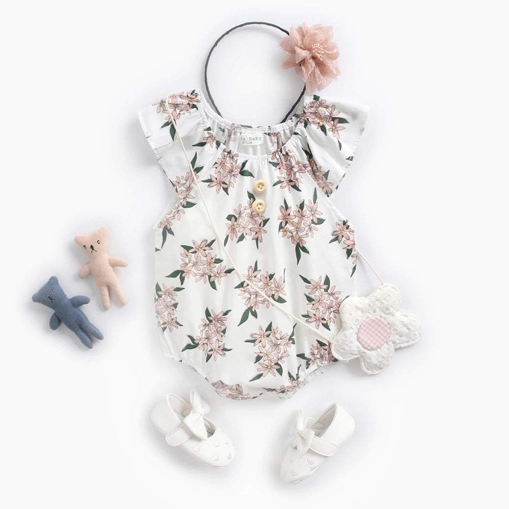 Macaquinho Estampado Verão para Bebê Menina - Algodão | 0-3 Anos-abacaxi,azul,branco,estampado,flores,gatinhos,macaquinho menina,menina,verão,xadrez