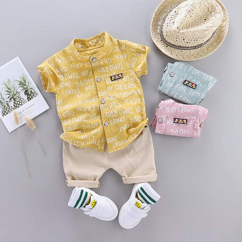 Conjunto de Verão Bebê Menino Camisa Manga Curta + Short | 9 Meses -4 Anos-conjunto,conjunto bebê menino,conjunto de verão menino,macacão,verão