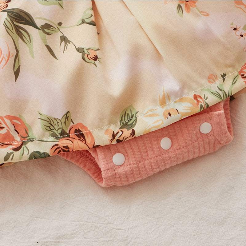 Conjunto Floral Salopete+ Body Manga Longa+ Laço Bebê Menina-Conjunto Floral Bebê Menina,Roupa Body Manga Longa Bebê Menina,vestido floral bebê menina,vestido rosa estampado bebê menina