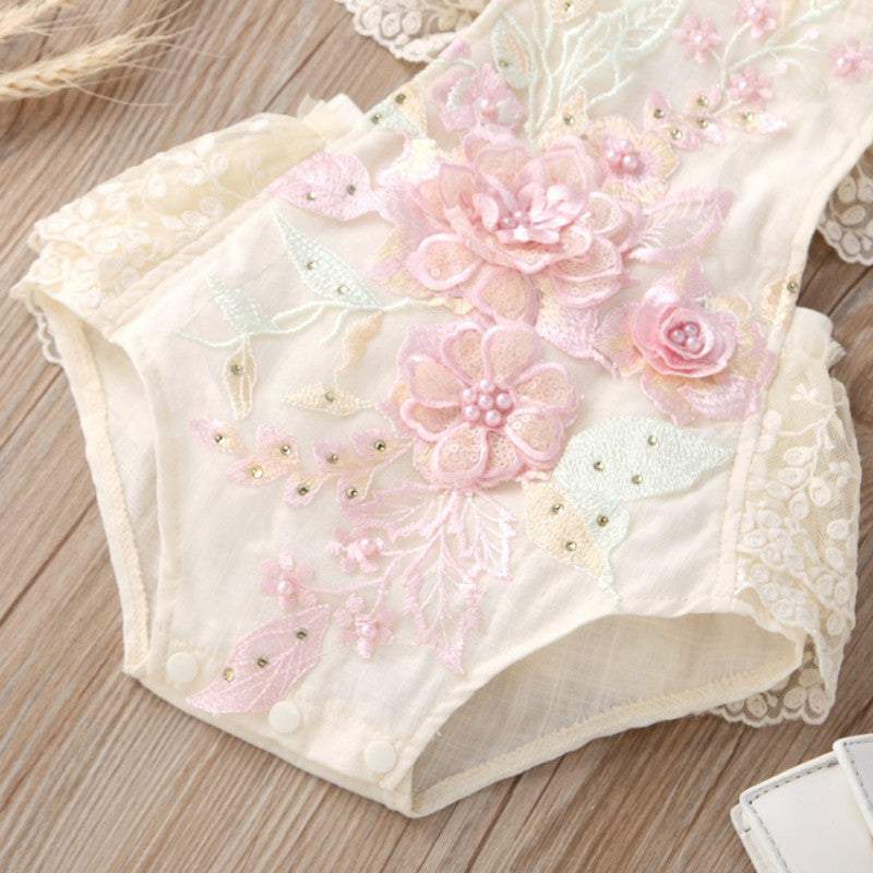 Macaquinho de Renda Bordados Bebê Menina Verão | 6 - 24 Meses-azul,body menina,bordados,flores,Macaquinho de Renda Bebê Menina 1 ano,Macaquinho de Renda Bebê Menina 2 anos,Macaquinho de Renda Bordados Bebê Menina Verão,paetês,perola,rosa,vestido menina