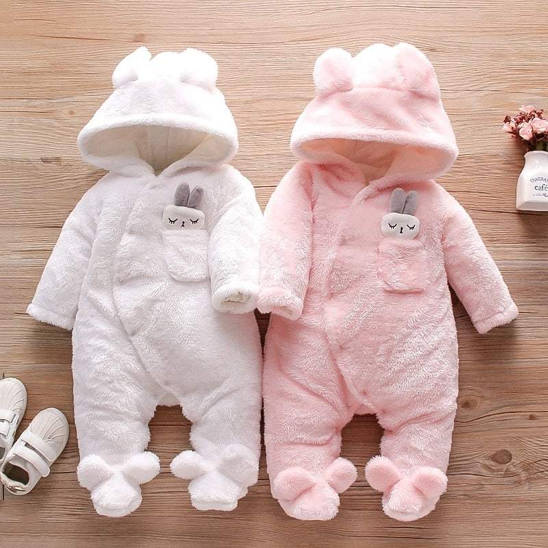 Macacão Coelhinho de Pelúcia Inverno Frio Bebê Unissex c/ Capuz-inverno,macacão bebê inverno,macacão de inverno,menina,menino,pelúcia,soft