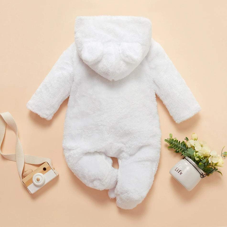 Macacão Coelhinho de Pelúcia Inverno Frio Bebê Unissex c/ Capuz-inverno,macacão bebê inverno,macacão de inverno,menina,menino,pelúcia,soft