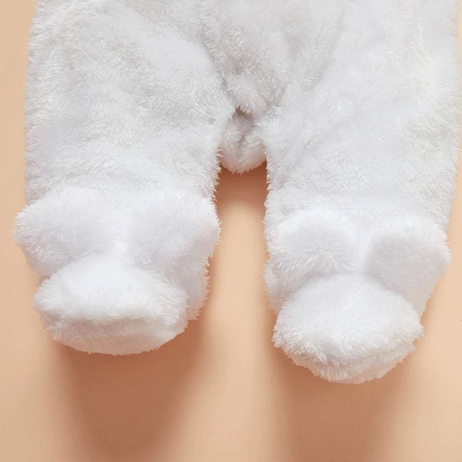 Macacão Coelhinho de Pelúcia Inverno Frio Bebê Unissex c/ Capuz-inverno,macacão bebê inverno,macacão de inverno,menina,menino,pelúcia,soft