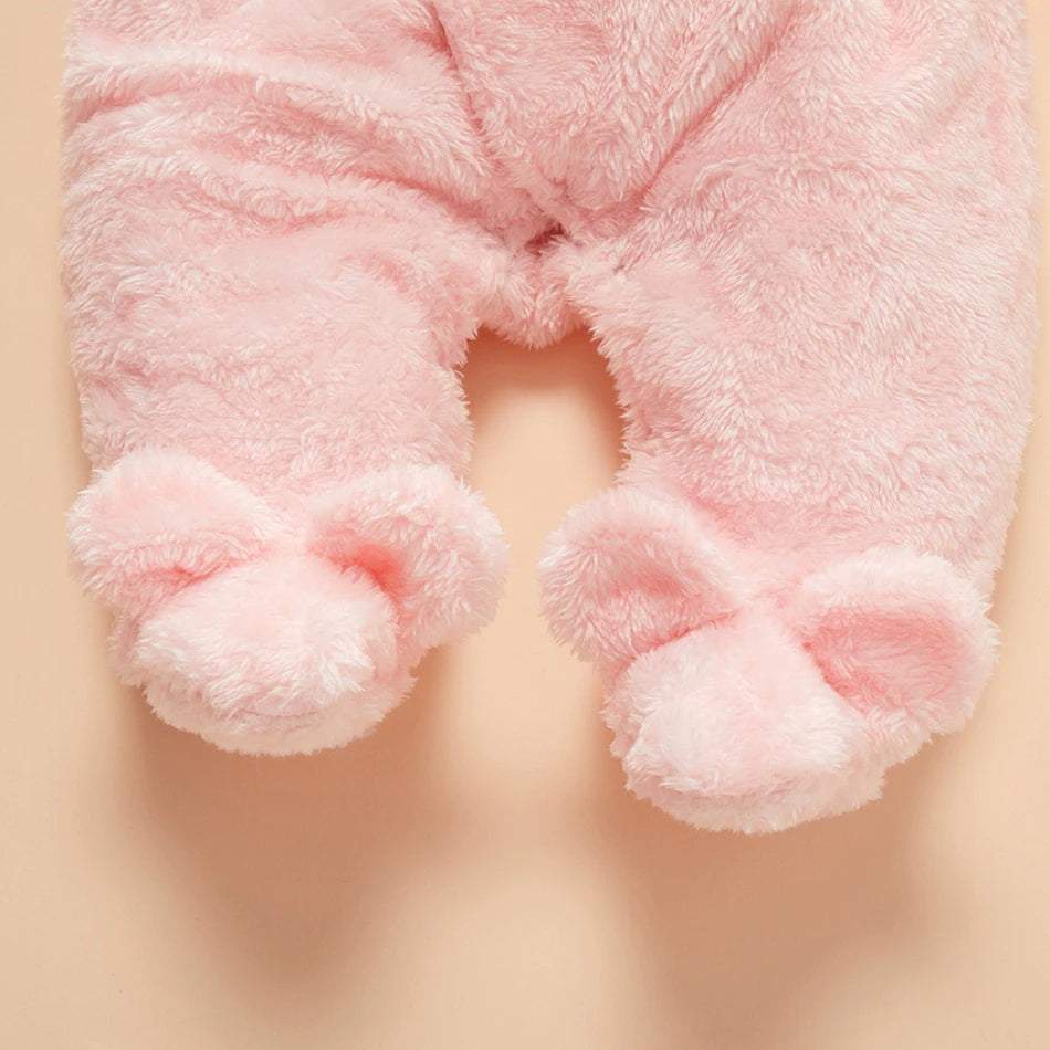 Macacão Coelhinho de Pelúcia Inverno Frio Bebê Unissex c/ Capuz-inverno,macacão bebê inverno,macacão de inverno,menina,menino,pelúcia,soft