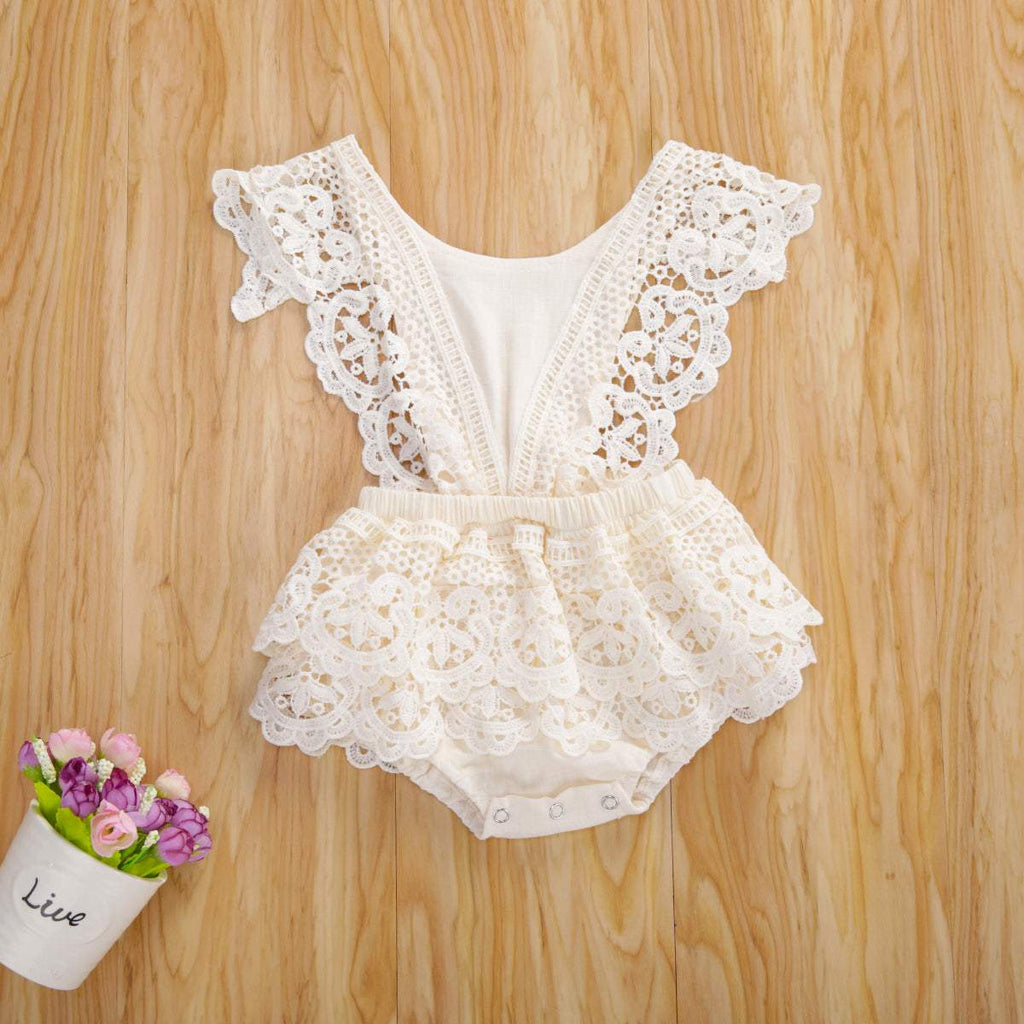 Macaquinho de Renda de Festa Bebê Menina | 6 - 18 Meses-bege,macaquinho menina,menina,renda,roupa de verão bebe menina,verão