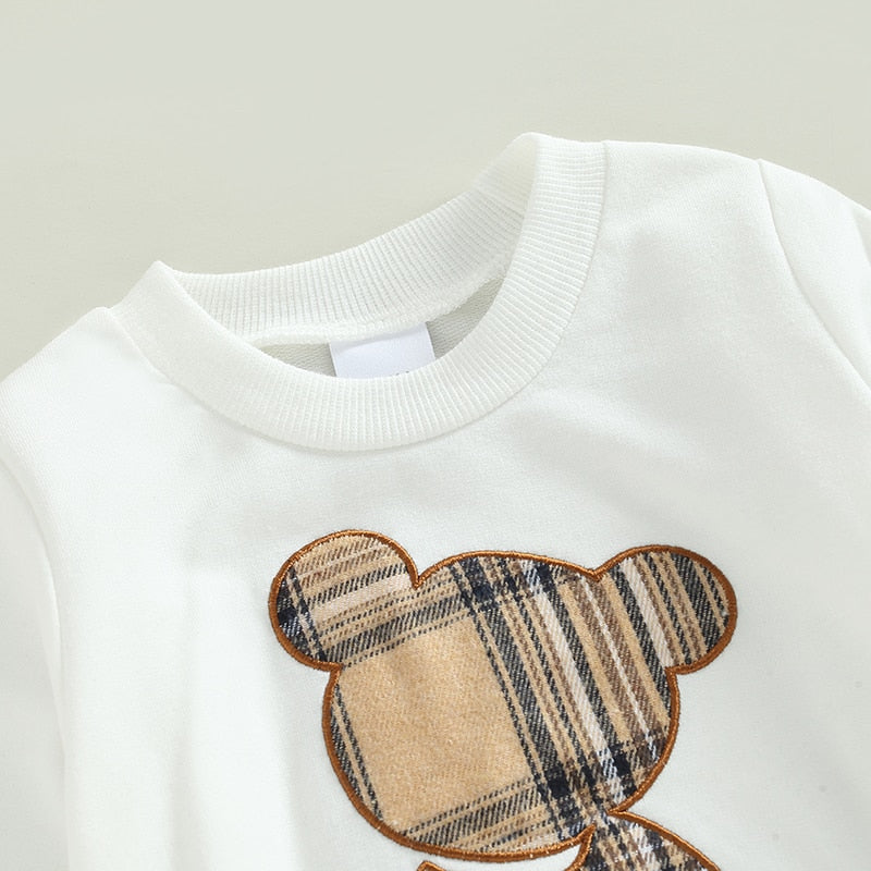 Conjunto Ursinho em detalhes xadrez Burberry Algodão Bebê Menino branco