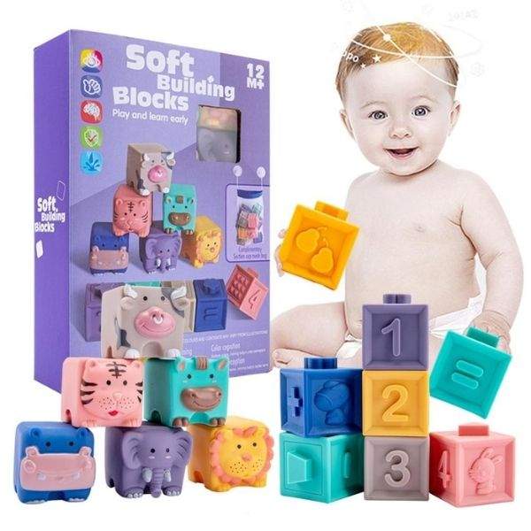 Blocos de Construção Brinquedo Educativo p/ Bebê em Silicone | 0-36 Meses |  Atenna Baby Shop