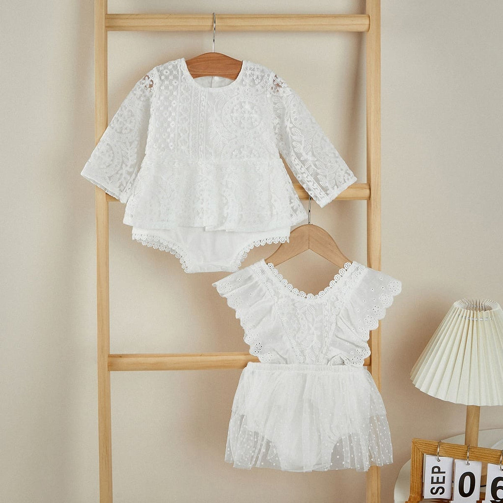 Body de Renda Manga Longa/Curta Bebê Menina, 0-3 Meses, 3-6 Meses, 6-9 Meses, 9-12 Meses, 12-18 Meses, 18-24 Meses