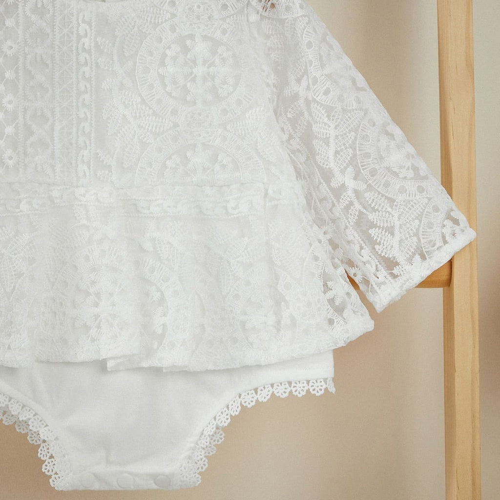Body de Renda Manga Longa/Curta Bebê Menina, 0-3 Meses, 3-6 Meses, 6-9 Meses, 9-12 Meses, 12-18 Meses, 18-24 Meses, Manga Longa