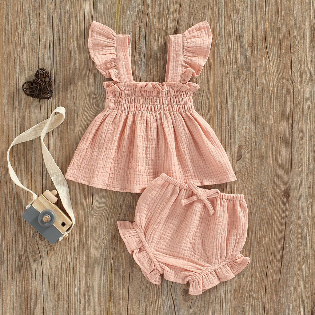 conjunto vestido + tapa fralda bebê menina algodão/linho 6 9 12 18 24 meses 3 anos babado amarração fofo passeio laço lacinho verão fresco fresquinho leve roupa criança infantil rosa