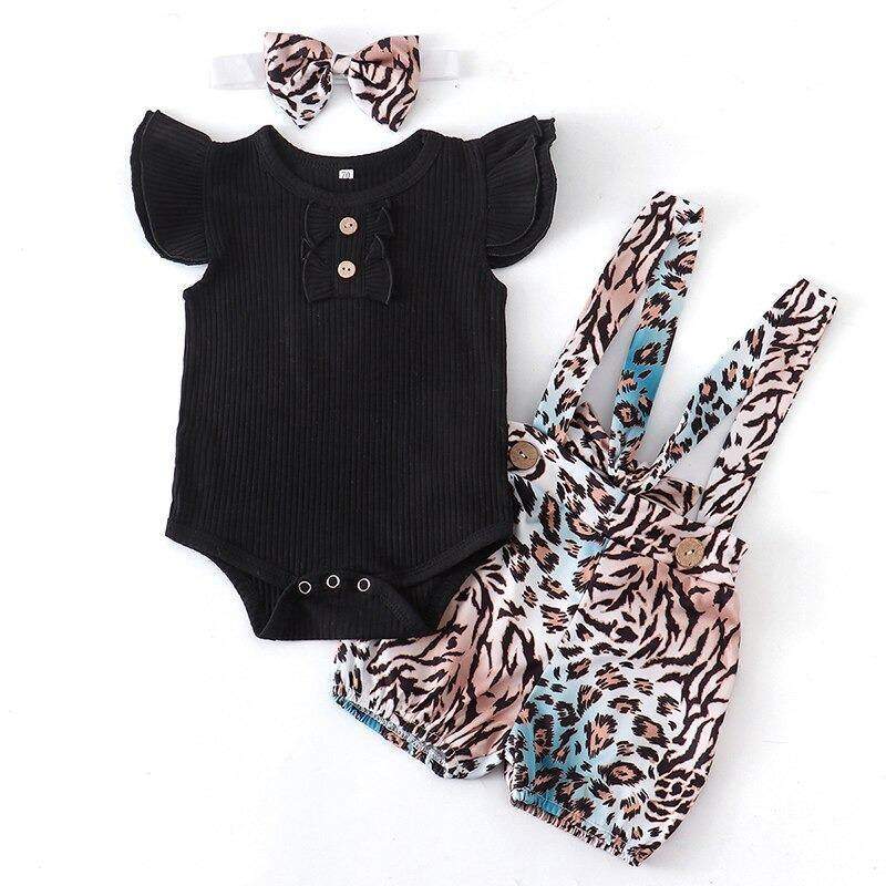 Conjunto Bebê Menina Body + Jardineira + Laço Floral | 0-18 Meses-Internacional-conjunto bebê,conjunto bebê menina,conjunto floral,conjunto menina,floral,laço,listrado,macaquinho bebe,macaquinho de verão,macaquinho menina,menina,oncinha,onça,roupa bebe,roupa menina