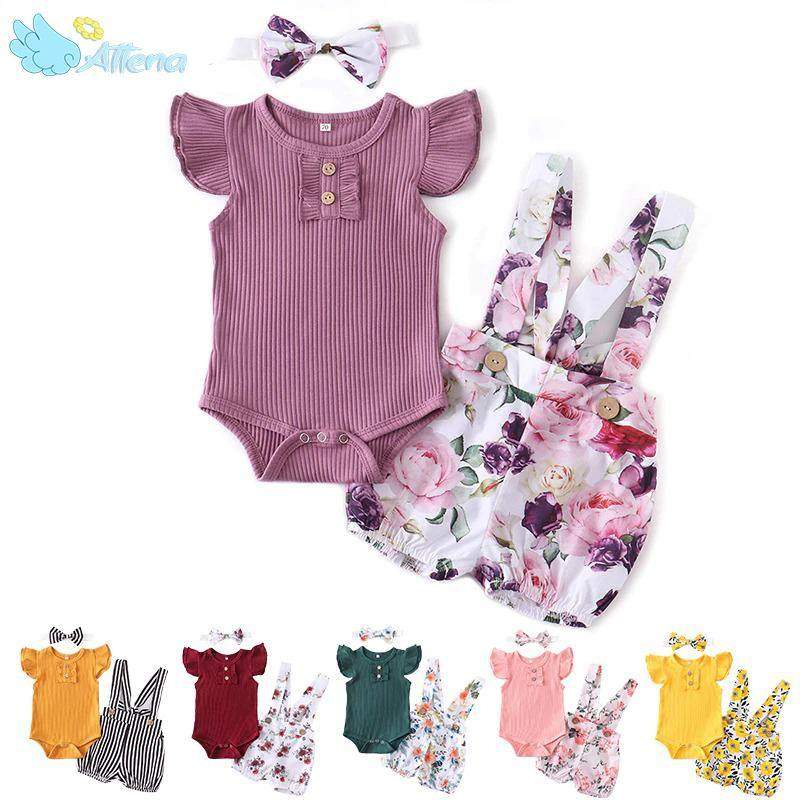 Conjunto Bebê Menina Body + Jardineira + Laço Floral | 0-18 Meses-Internacional-conjunto bebê,conjunto bebê menina,conjunto floral,conjunto menina,floral,laço,listrado,macaquinho bebe,macaquinho de verão,macaquinho menina,menina,oncinha,onça,roupa bebe,roupa menina