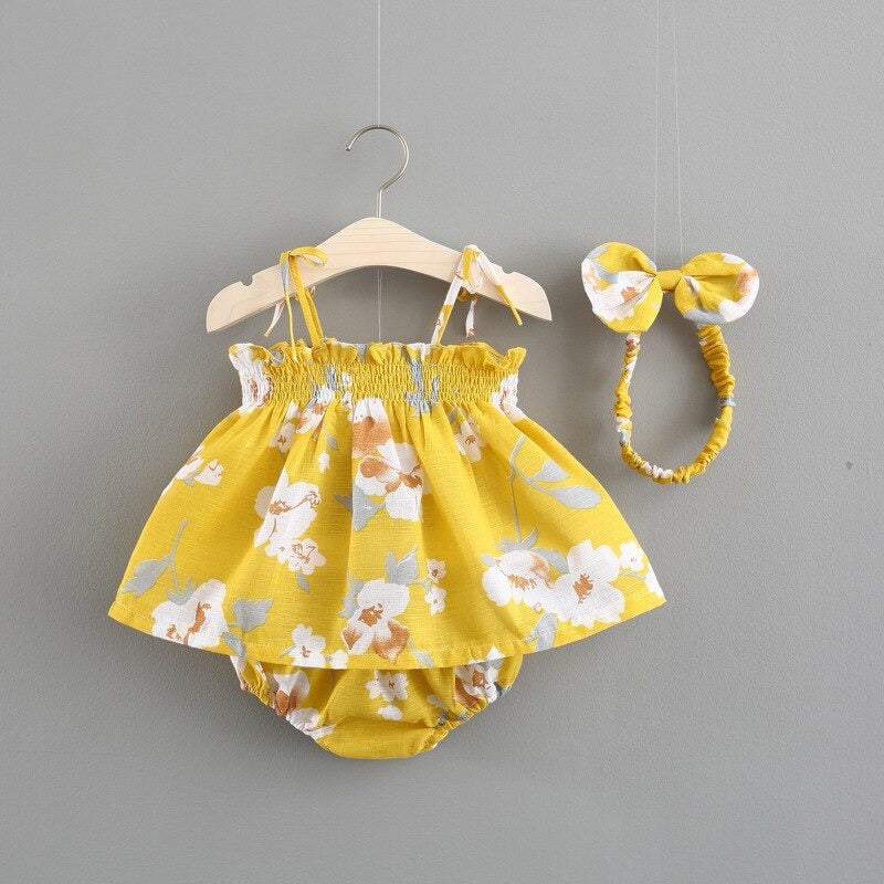 Conjunto Vestido + Tapa Fralda Floral + Laço| Bebê Menina Verão | 0-18M-azul,conjunto,conjunto menina,estampado,laço,menina,rosa,roupa menina,vestido