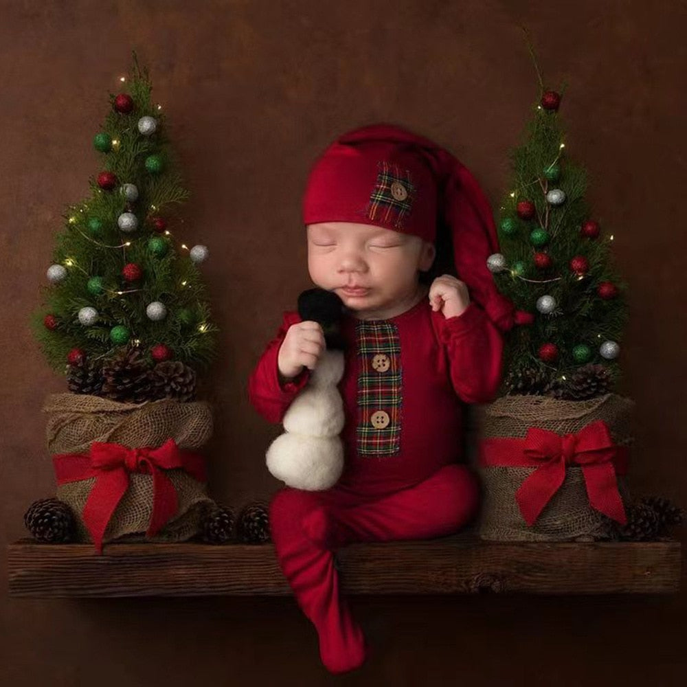 conjuntos ensaio de natal para recem nascido newborn macacão gorro touca chapéu bebê menino menina papai mamãe noel fotos vermelho