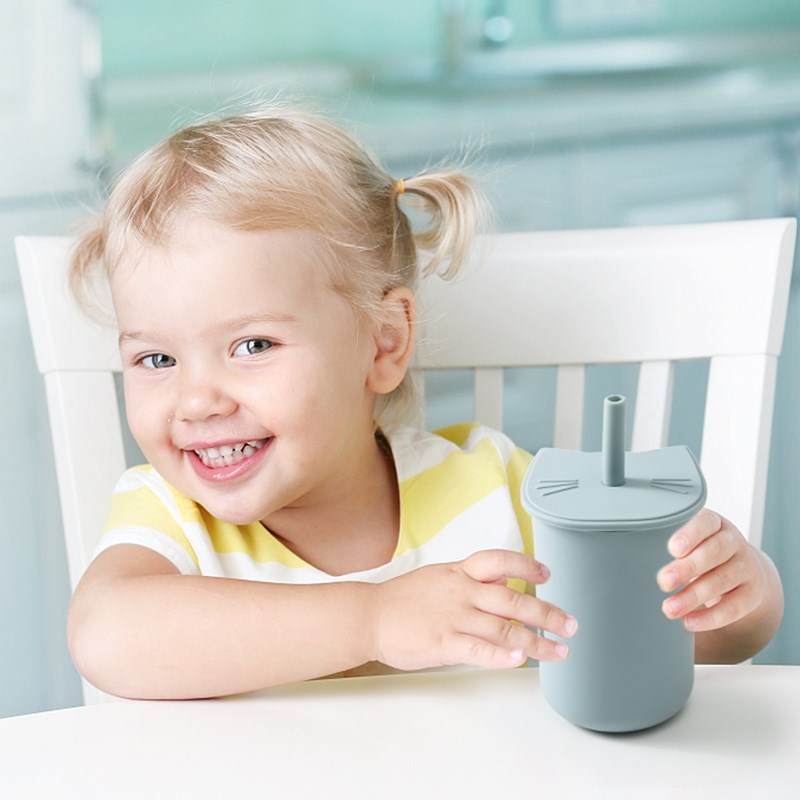 copo de silicone com canudo treinamento transição 150ml 3 6 9 12 18 24 meses fofo bebê menino menina criança infantil