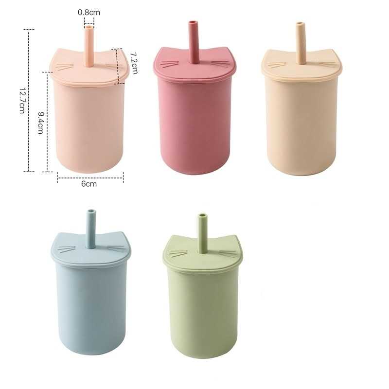 copo de silicone com canudo treinamento transição 150ml 3 6 9 12 18 24 meses fofo bebê menino menina criança infantil