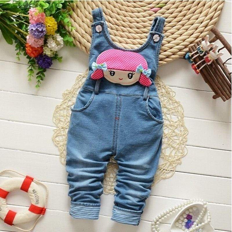 Macacão Jardineira Jeans c/ Detalhes Bebê Menina Atenna Baby Shop