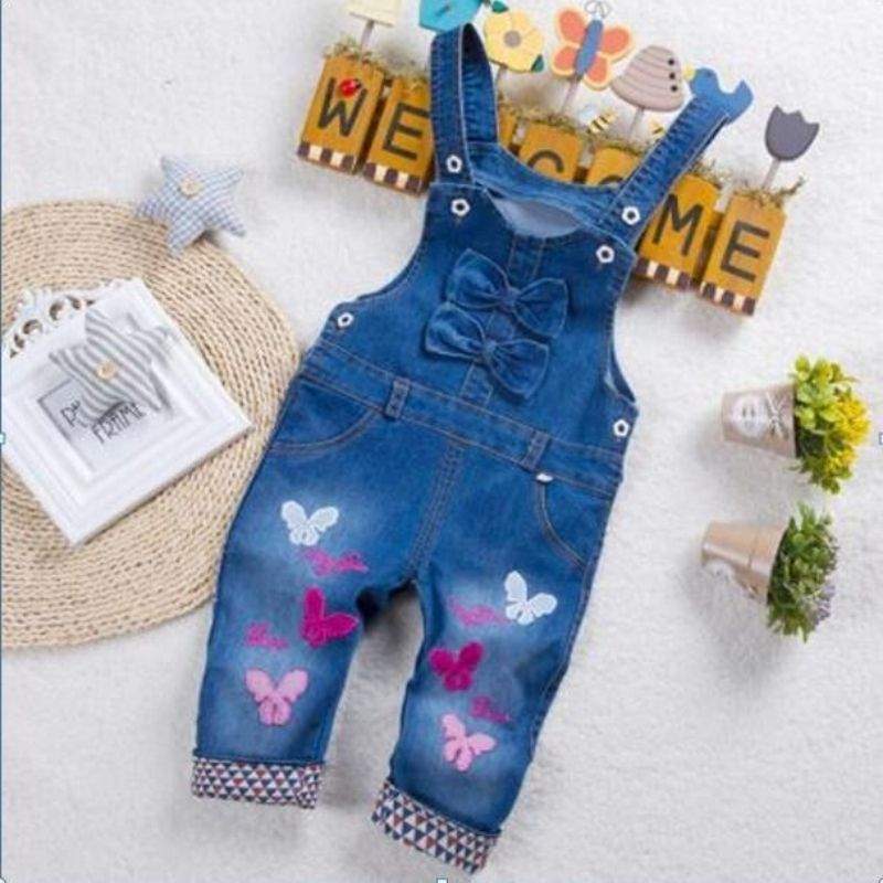 Macacão Jardineira Jeans c/ Detalhes Bebê Menina | 1-4 Anos-bebê menina,bebê menina 0-4 anos,jardineira bebê,jardineira bebê menina,jardineira jeans bebê menina,jeans bebê menina,macacão bebe menina,macacão bebê,Macacão Jeans Bebê menina