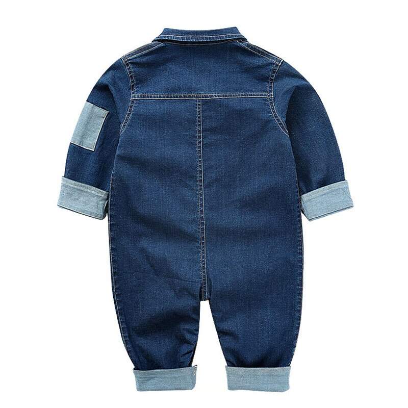 Macacão Jeans Bebê Menino Manga Longa |  6-24 M-azul,denim,jeans,macacão,macacão bebê,macacão manga longa,menino