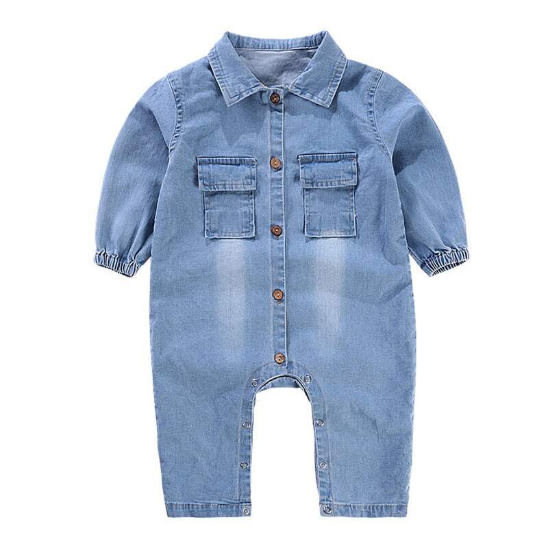 Macacão Jeans Bebê Menino Manga Longa |  6-24 M-azul,denim,jeans,macacão,macacão bebê,macacão manga longa,menino