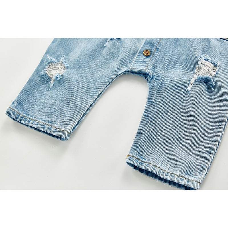Macacão Jeans Bebê Menino de Manga | 3 Meses - 3 Anos-algodão,jeans,jeans bebe,macacão jeans,menino