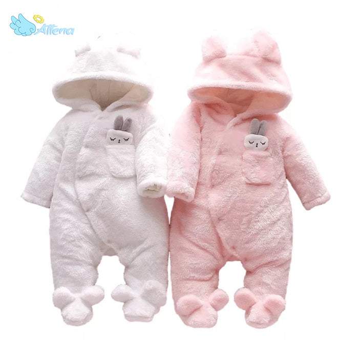 Macacão Coelhinho de Pelúcia Inverno Frio Bebê Unissex c/ Capuz-inverno,macacão bebê inverno,macacão de inverno,menina,menino,pelúcia,soft