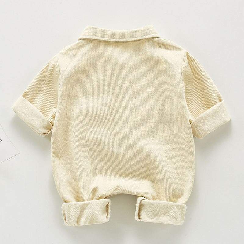 Macacão Veludo Cotelê Manga Longa Bebê Menino / Menina | 3 Meses - 3 Anos-creme,inverno,macacão,macacão de bebê,macacão de menino,marrom,menina,menino,veludo