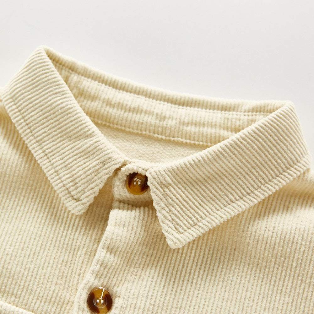 Macacão Veludo Cotelê Manga Longa Bebê Menino / Menina | 3 Meses - 3 Anos-creme,inverno,macacão,macacão de bebê,macacão de menino,marrom,menina,menino,veludo