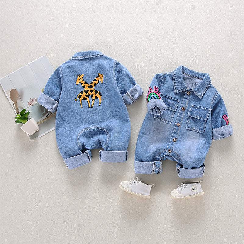 Macacão Jeans Bebê Menino Manga Longa |  6-24 M-azul,denim,jeans,macacão,macacão bebê,macacão manga longa,menino