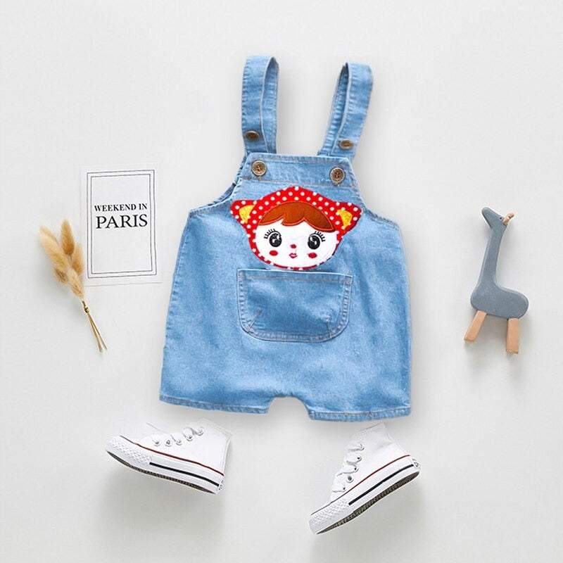 Macacão Jeans Claro Jardineira Bebê Menina/Menino Bichinhos | 6 Meses-3 Anos-azul,bichinhos,menina,menino,roupa bebe,roupa menina