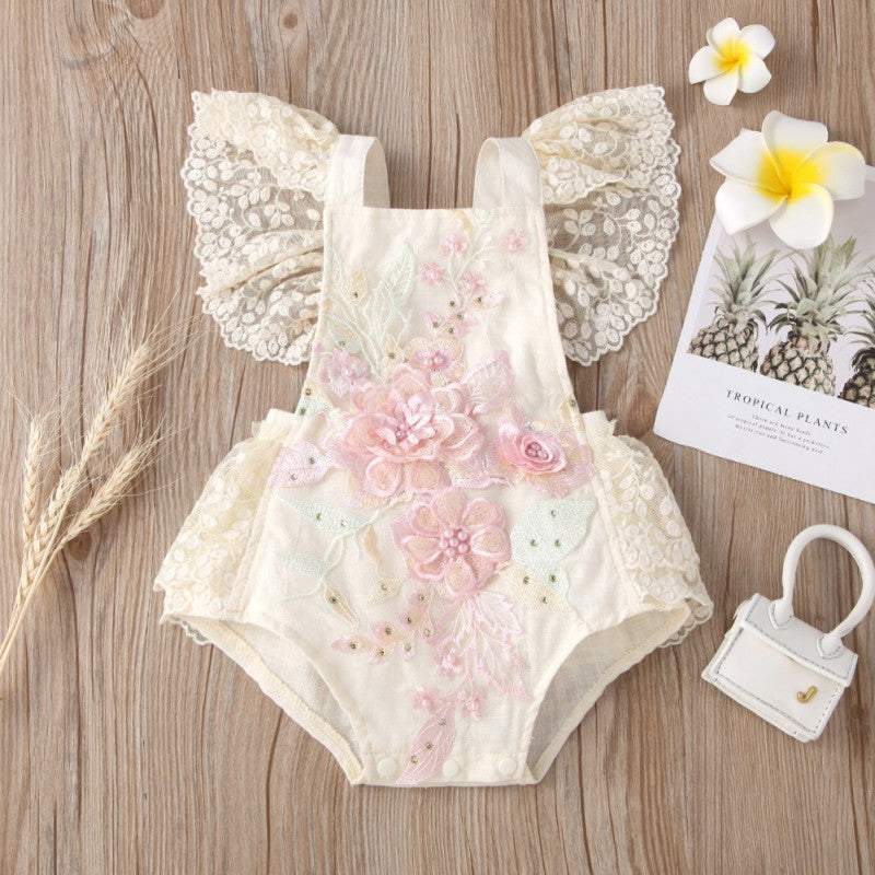 Macaquinho de Renda Bordados Bebê Menina Verão | 6 - 24 Meses-azul,body menina,bordados,flores,Macaquinho de Renda Bebê Menina 1 ano,Macaquinho de Renda Bebê Menina 2 anos,Macaquinho de Renda Bordados Bebê Menina Verão,paetês,perola,rosa,vestido menina
