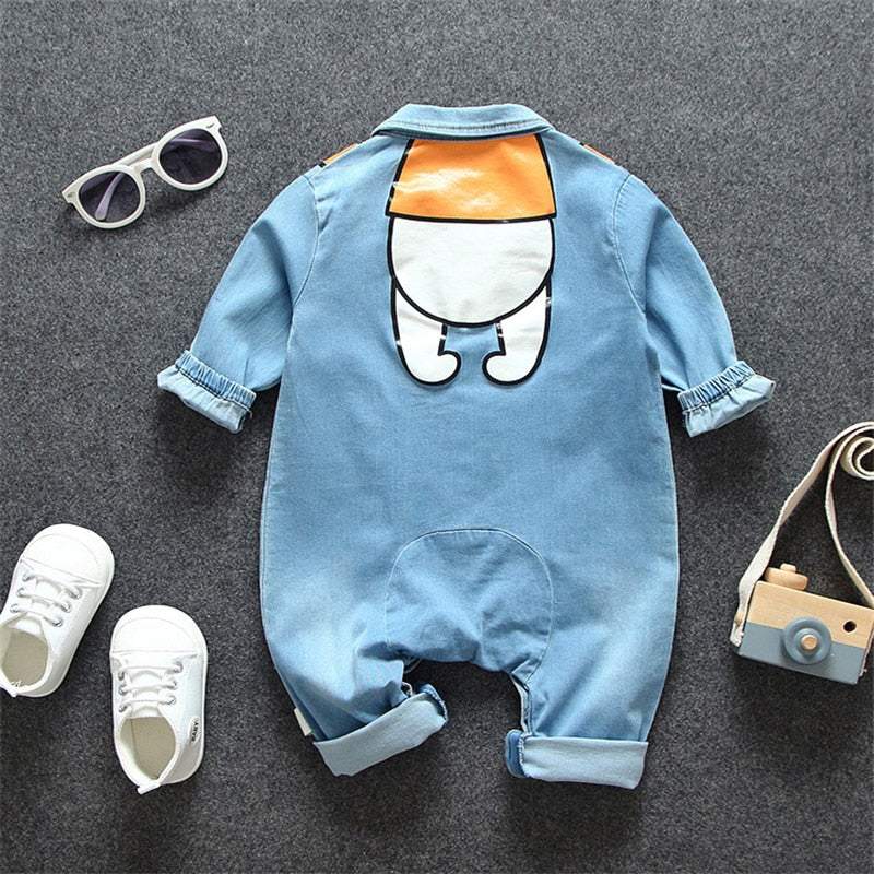Macacão Jeans Bebê Menino Manga Longa |  6-24 M-azul,denim,jeans,macacão,macacão bebê,macacão manga longa,menino