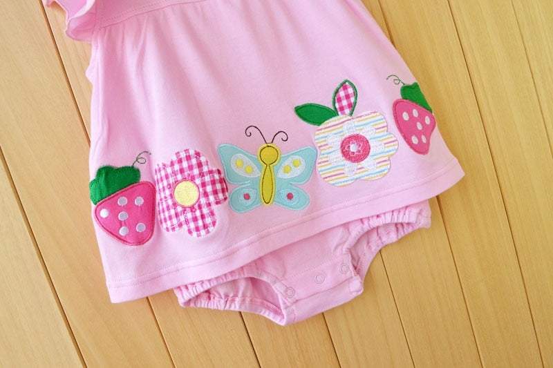 Macaquinhos-Vestidos Estampados Regata Bebê Menina | 6-18 Meses-amarelo,azul,bebê menina,borboleta,coração,florzinha,macaquinho menina,menina,moranguinhos,rosa,vermelho