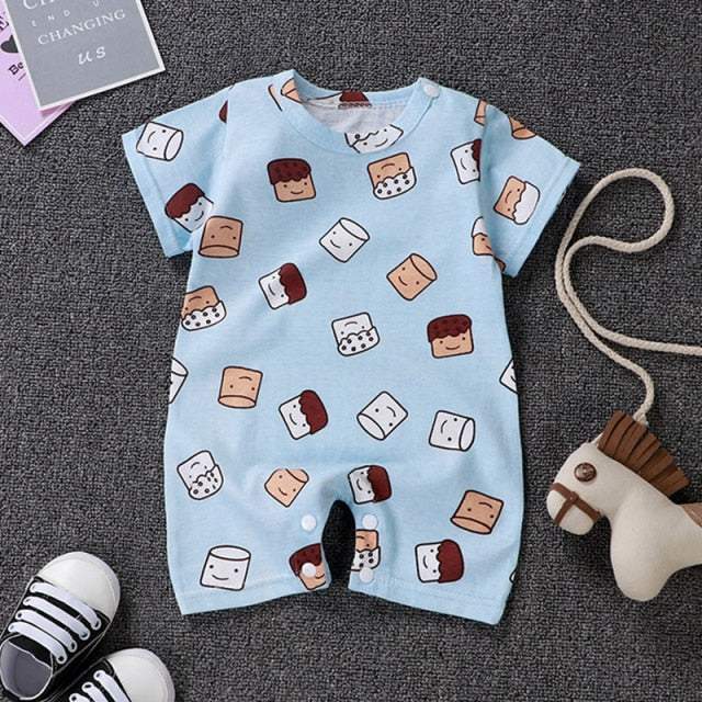 Macaquinho Estampado Bebê Menino Manga Curta | 3-24 Meses-amarelo,azul,bege,branco,estampado,lilás,listrado,macaquinho,malha de algodão,menina,menino,pato,pinguim,vermelho