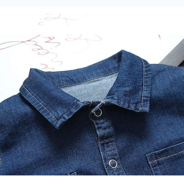 Macacão Jeans Bebê Menino Manga Longa |  6-24 M-azul,denim,jeans,macacão,macacão bebê,macacão manga longa,menino