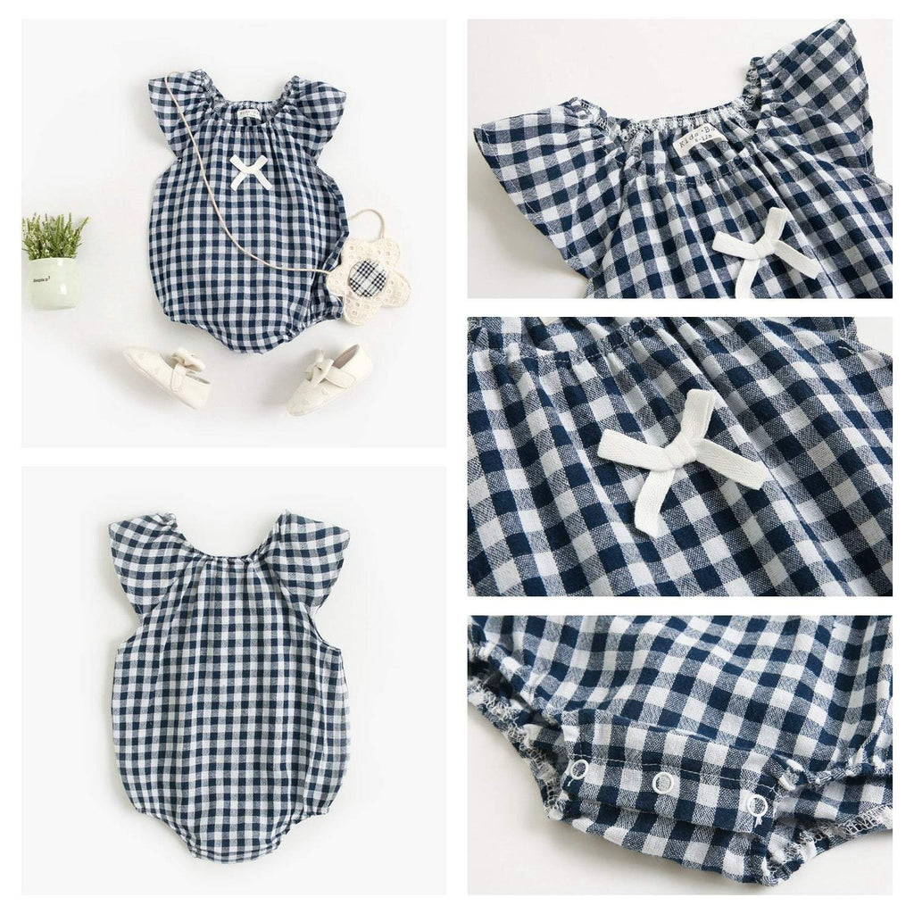 Macaquinho Estampado Verão para Bebê Menina - Algodão | 0-3 Anos-abacaxi,azul,branco,estampado,flores,gatinhos,macaquinho menina,menina,verão,xadrez