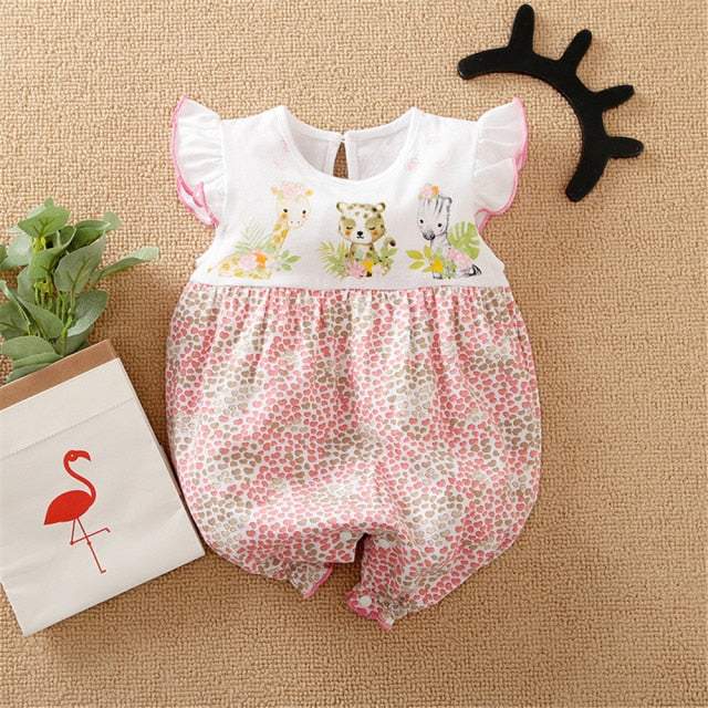 Macacão Estampado de Manga Curta Bebê Menina/ Unissex | 0 - 18 Meses-azul,branco,macacão de verão,macacão estampado,macacão menina,macacão recém-nascido,marinheiro,menina,rosa,verde