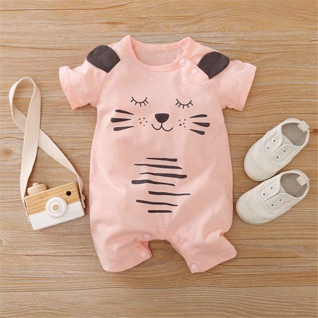 Macacão Estampado de Manga Curta Bebê Menina/ Unissex | 0 - 18 Meses-azul,branco,macacão de verão,macacão estampado,macacão menina,macacão recém-nascido,marinheiro,menina,rosa,verde