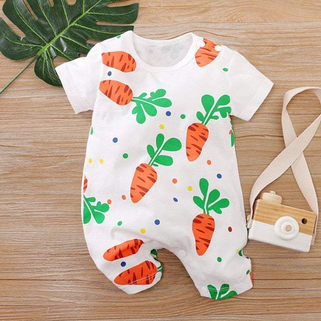 Macacão Estampado de Manga Curta Bebê Menina/ Unissex | 0 - 18 Meses-azul,branco,macacão de verão,macacão estampado,macacão menina,macacão recém-nascido,marinheiro,menina,rosa,verde