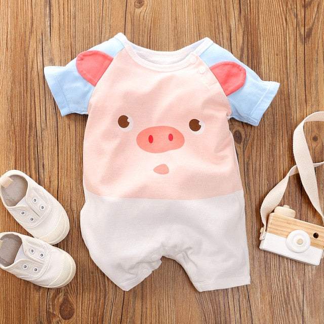 Macacão Estampado de Manga Curta Bebê Menina/ Unissex | 0 - 18 Meses-azul,branco,macacão de verão,macacão estampado,macacão menina,macacão recém-nascido,marinheiro,menina,rosa,verde
